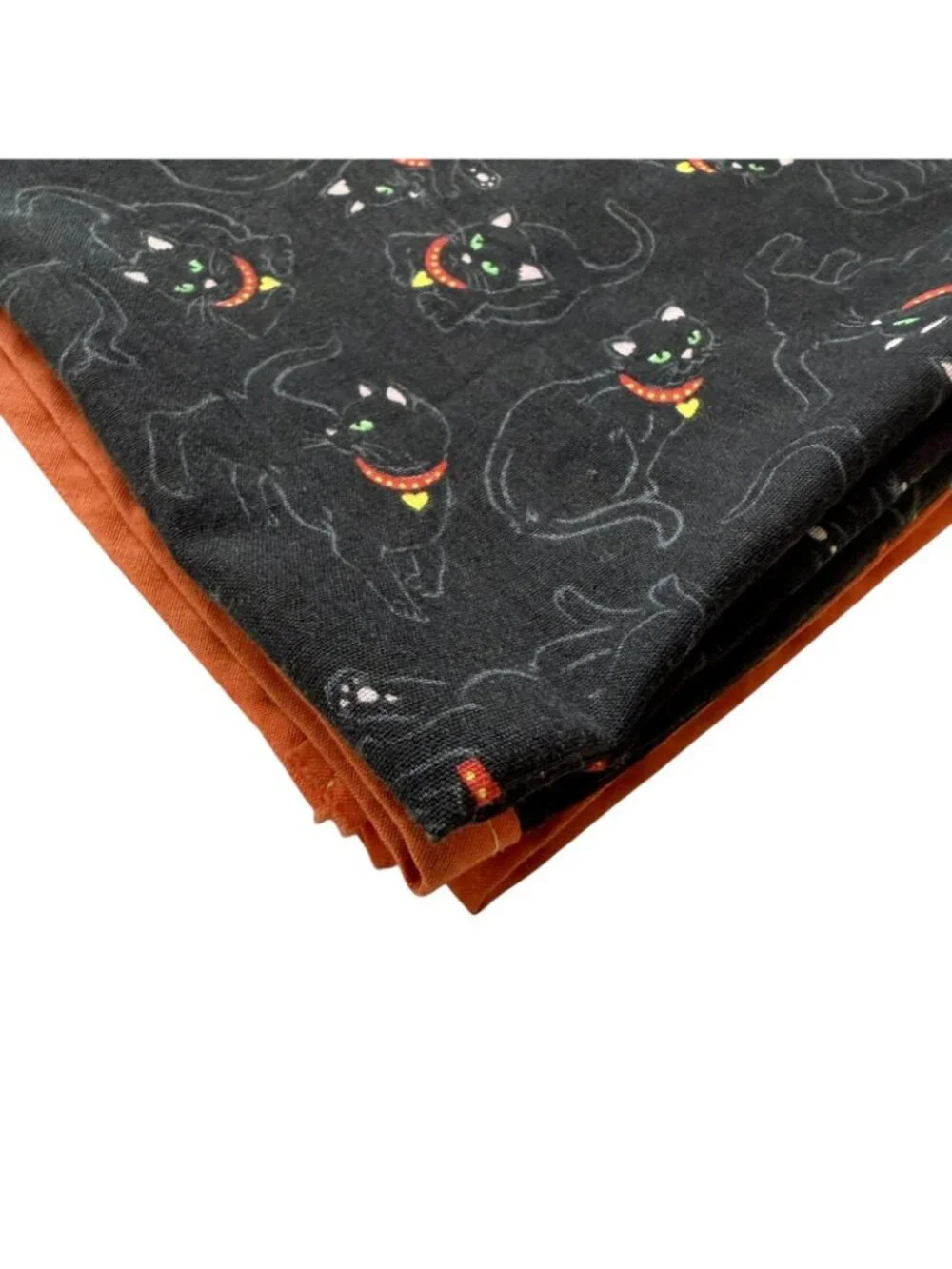 VTG Black Cat Halloween Square Card Table Tablecloth Cotton Whimsigoth Witchy